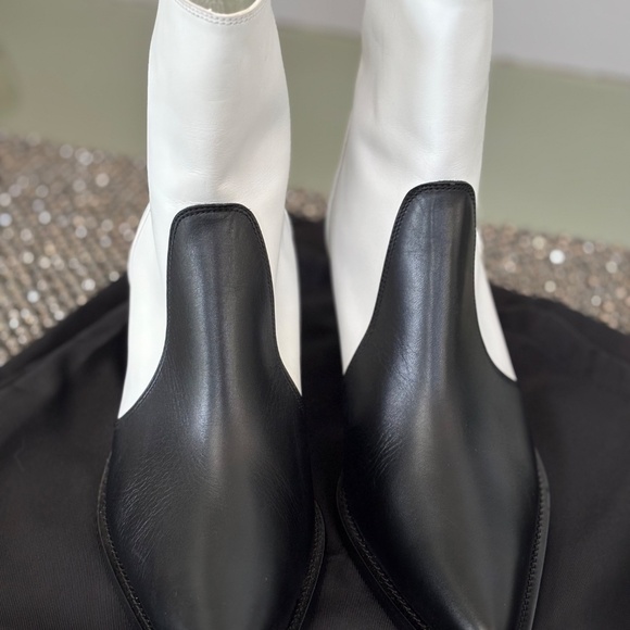 Givenchy Leather Cowboy Boots Color Block Black and White Western Ankle Bootie - Picture 11 of 14